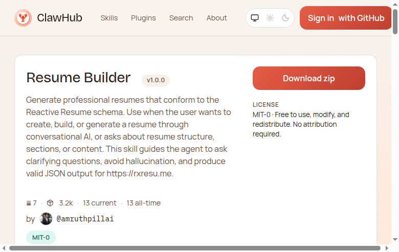 Qclaw/OpenClaw技能：AI简历制作工具 - 对话式生成专业简历-AI技术教程网 - 专注国外AI大模型与工具的中文学习平台