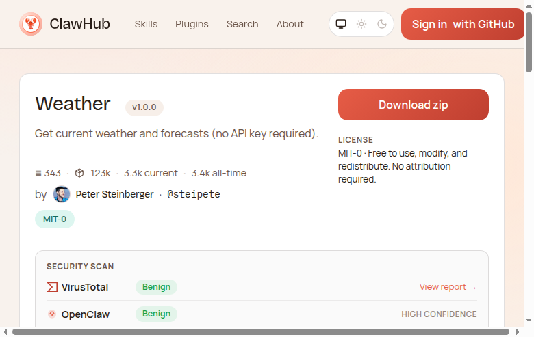 Qclaw/OpenClaw技能：免费天气查询 - 不需要API key-AI技术教程网 - 专注国外AI大模型与工具的中文学习平台